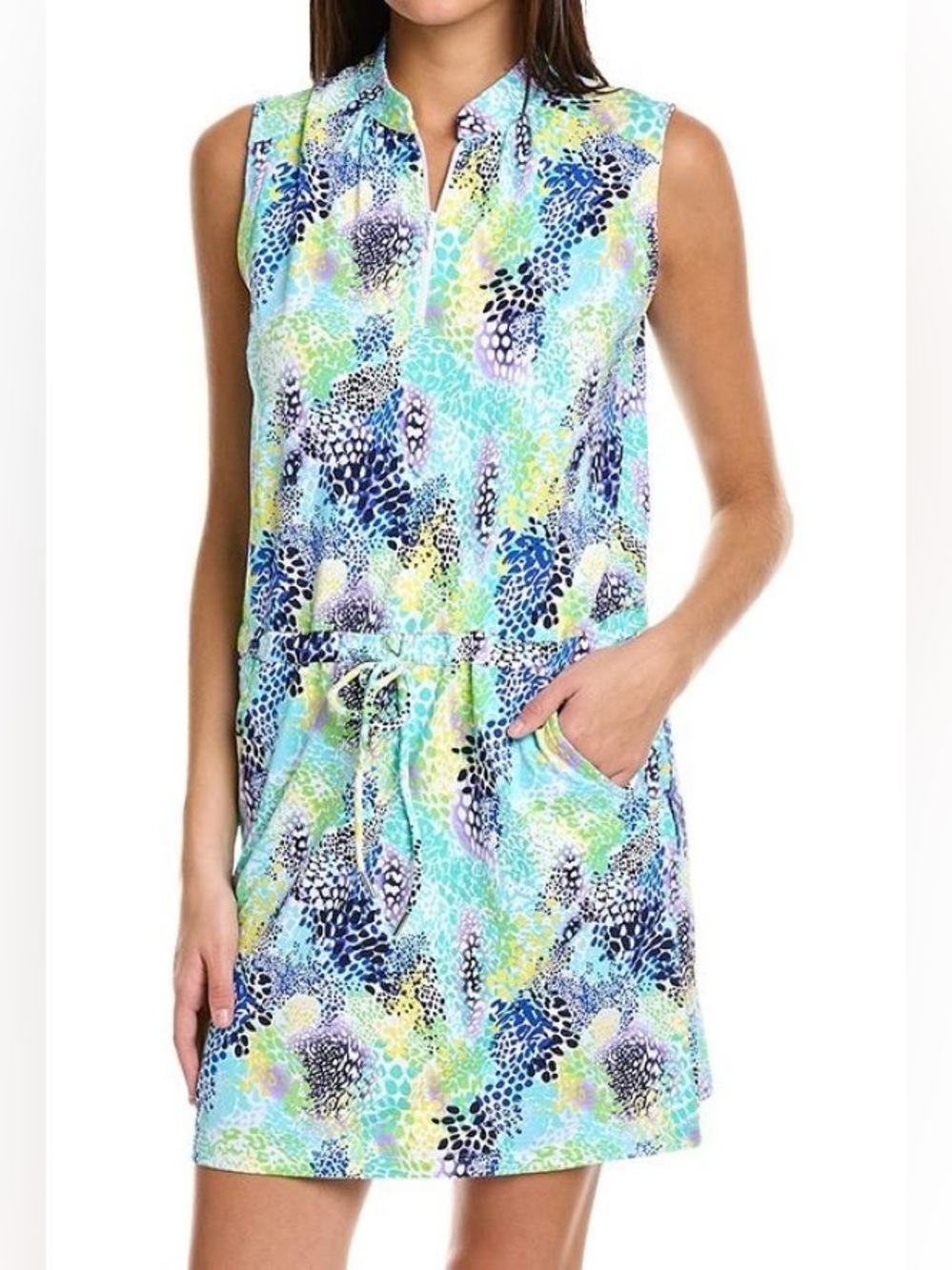 IBKUL NWT Lessie Jade Multi Sleeveless Drawstring Golf Dress Size M